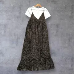 シップス　レオパードキャミワンピース　ロング　ゆったり　Aライン　春夏　きらきら