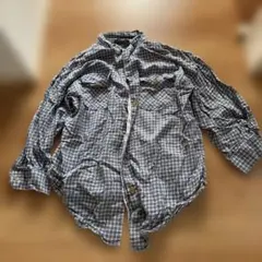 青白チェックシャツ　ボタン付き　w closet