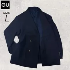 GU ジーユー ダブルブレストブレザー 紺ブレ 金ボタン Lサイズ ネイビー