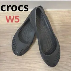 CROCS ラバー メッシュ フラットシューズ バレエシューズ W5 パンチングのサムネイル