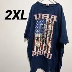 フルーツオブザルーム Tシャツ ミリタリー 00s 2XL ネイビー 古着のサムネイル