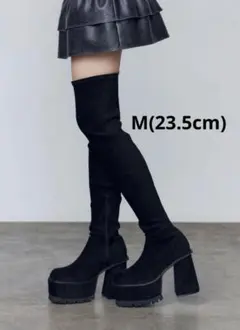 い*ご様 EMODA ニーハイブーツ ロングブーツ Sサイズ 23センチ EMODA エモダ 厚底 ブーツ スクエア フィット ロング ブーツ ニーハイ