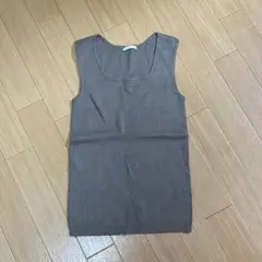 GU ブラウン リブ編み ノースリーブ トップス