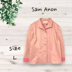 Sam Anon　ジャケット　シャツ　L　ピンクオレンジ　派手　大きいサイズ