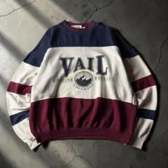 90s GEAR VAIL トリコロール 切替 デザインスウェット ヴィンテージのサムネイル