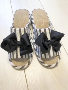 【美脚】リボンヒールスリッパ  
