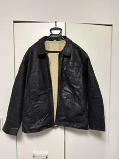 レザー ジャケット 黒 ベージュ内側のサムネイル