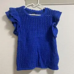 GAP 青 メッシュ編み ノースリーブ Tシャツ XS
