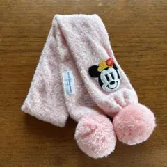ディズニー ミニーマウス刺繍ポンポン付きマフラー