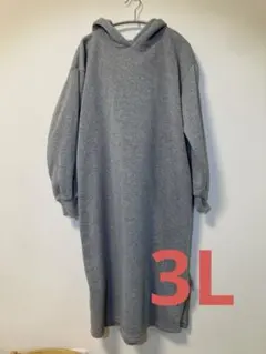 ワンピース　パーカー　レディース　裏起毛　フード　トップス　グレー