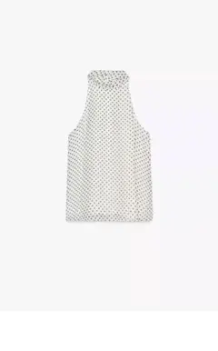 新品　ザラ　ホワイトドットノースリーブチュニック XS