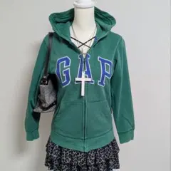 y2k GAP パーカー ロゴ グランジ 平成ギャル グリーン
