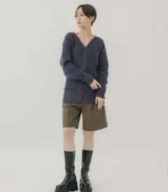 Wrapinknot studious ネイビー Vネック ニットカーディガンのサムネイル
