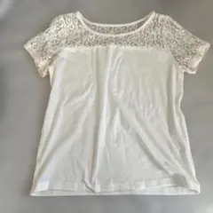 CECIL McBEE ホワイト レーススリーブ Tシャツ