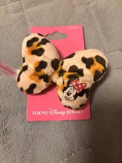 未使用　ディズニー　ミニー　ヒョウ柄　リボン　ヘアゴム　被り物