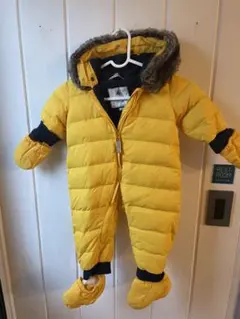 【美品】Petit Bateau ダウン　フード付きジャンプスーツ　イエロー