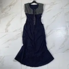 希少♡マリテフランソワジルボー 異素材切替デニム 変形マーメイドワンピース 花柄