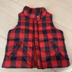 アウター  ダウンベスト キッズ  110  赤  チェック