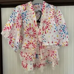 花火柄 浴衣ドレス セパレート 帯付き