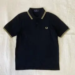 フレッドペリー　FRED PERRY　ポロシャツ　英国製　刺繍ロゴ　L　黒