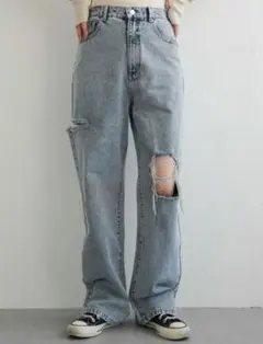 VENCE share style Ladys ワイドダメージデニム Mサイズ