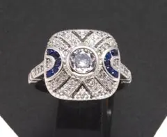 ヴィンテージリング　サファイア✖︎ダイヤ　１１号　アンティークリング アンティークサファイアリング ダイアモンド アンティーク