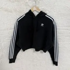 【美品】adidas アディダス　クロップドパーカー　トレフォイル刺繍　3本線のサムネイル