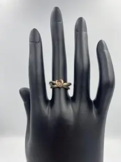 4℃ K10✖️SV ハートモチーフ 2連リング シルバー・ローズゴールド