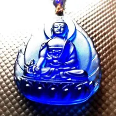 【希少】仏像 琥珀 ネックレス ペンダント ダークブルー 開運 成功 成就 希少】仏像 琥珀 ネックレス ペンダント ダークブルー 開運 成功 成就