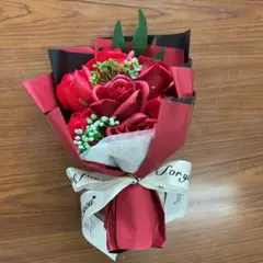 비누 플라워 부케 레드