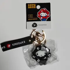 キティ ミャクミャク なりきり ブラック 立体マスコットストラップ キーホルダー