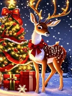 クリスマスツリーとトナカイ ダイヤモンドペインティング ビーズアート キット