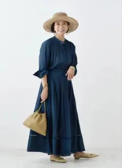ヌキテパ✖️kanako Sato コットン エンブロイダリー シャツ　グリーンのサムネイル