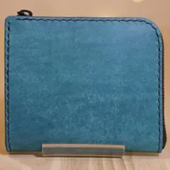 新品　L字ファスナーウォレット　ターコイズブルー　マヤベリー　本革　YKK