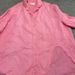 ピンク 長袖シャツ フロントボタン付き