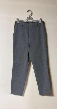 ユニクロ　レディース　グレー チェック柄 スリムフィットパンツ