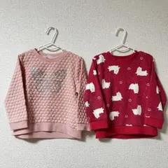 トレーナー　90cm 2点セット　まとめ売り　長袖　赤色　ピンク　女の子
