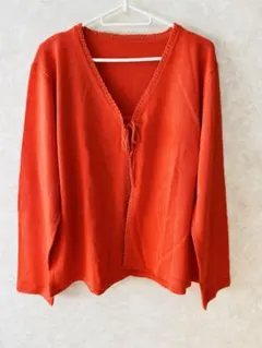 ⭐️一斉処分セール‼️レディース　ニットキャミ　カーディガン セット　3L オレンジ