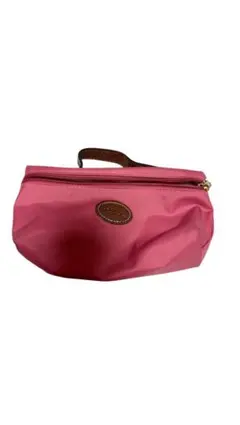 LONGCHAMP ロンシャン ピンク ナイロン ポーチ ブラウンレザー