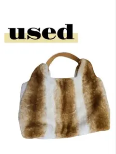 used トートバッグ ブラウンホワイト