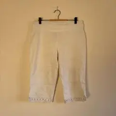 1点物✨裾スタッズ クロップドパンツ 白 ホワイト ボトムス