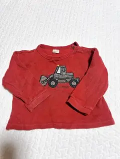 petit main 赤いトラクター刺繍長袖トレーナー90cm