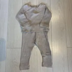 H&M ベージュ オーガニックコットン ワッフル 長袖セットアップ