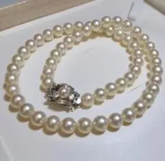 アコヤ真珠 パール ネックレス SILVER 金具 刻印 約 7.1-7.4mm