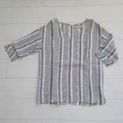 ビーミング バイ ビームス フレンチリネン プルオーバー ストライプ