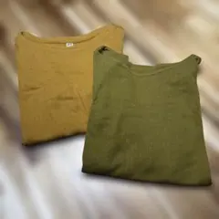 【美品】UNIQLO 半袖 カーキ マスタード 2枚セット Mサイズ 匿名配送