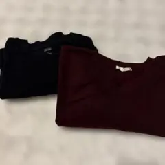 黒とワインレッドの長袖Tシャツセット