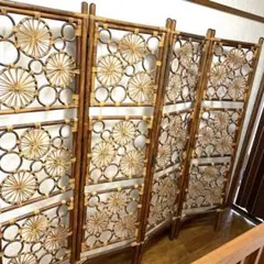 【直接引取/鎌倉】ヴィンテージ　ラタン家具セット　シェルパーテーションまとめ売り 直接引取/鎌倉】ヴィンテージ ラタン家具セット シェルパーテーション