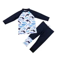 キッズ水着 110㎝ 一角 クジラ　レギンス ネイビー上下2点セット 男の子