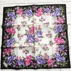 【未使用シール付】Honest Road ハンカチ 花柄 ラメ 日本製 綿100